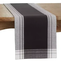 Black Long Stripe Bordered Table Runner, 72 in.