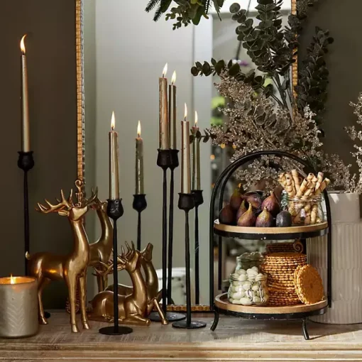 Black Metal and Natural Wood 2-Tier Server