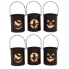 Black Metal LED Halloween Lanterns, Set of 6