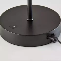 Black Metal Scalloped Shade Cordless Table Lamp