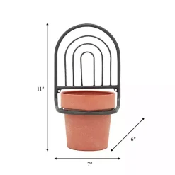 Black Metal Terracotta Arch Wall Planter, 11 in.