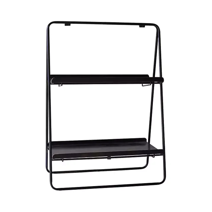 Black Metal 2-Tier Folding Display Rack