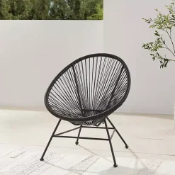 Black Metal Wicker Outdoor Chair