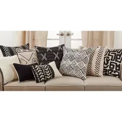 Black Mudcloth Cotton Throw Pillow