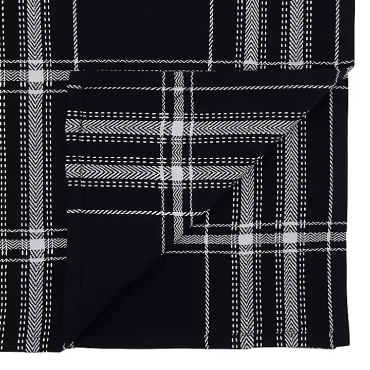 Black Plaid Cotton Table Runner, 72 in.