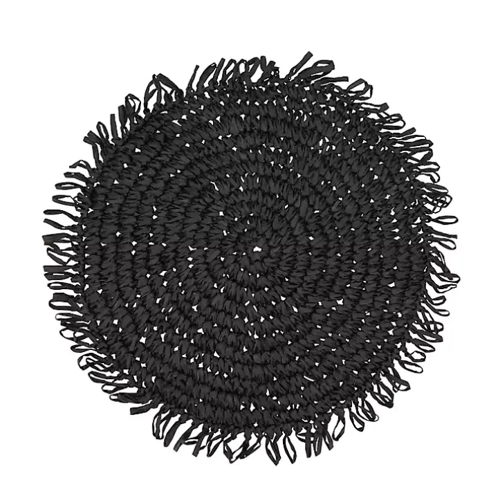 Black Rustic Raffia Placemats, Set of 4
