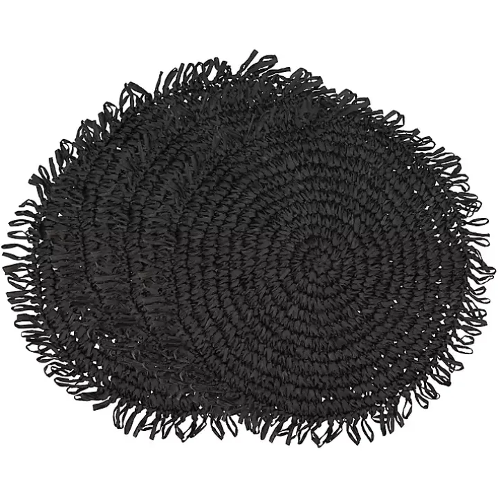 Black Rustic Raffia Placemats, Set of 4