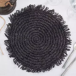 Black Rustic Raffia Placemats, Set of 4
