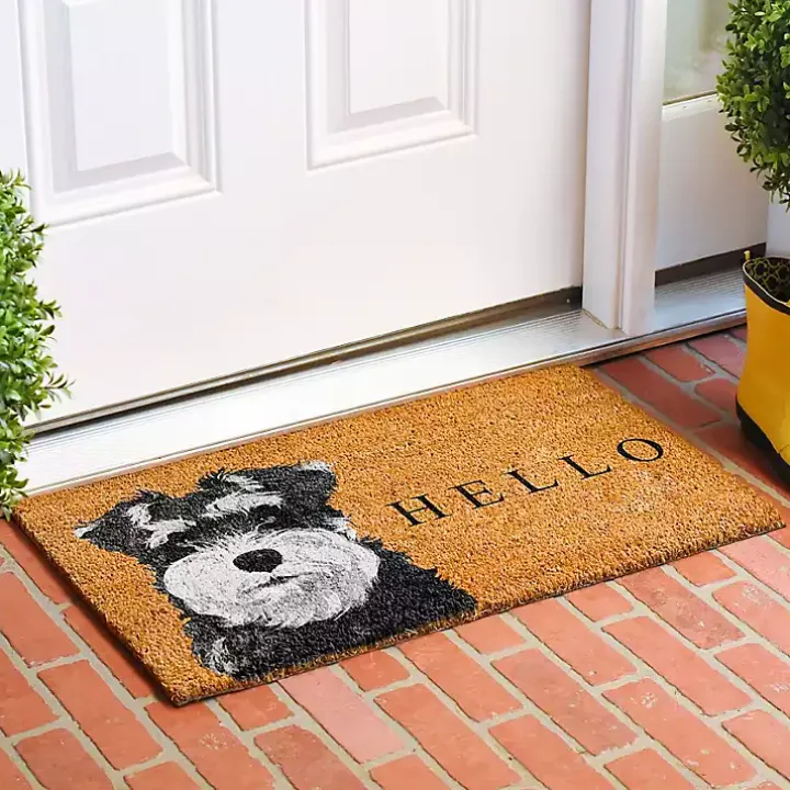 Black Schnauzer Hello Doormat