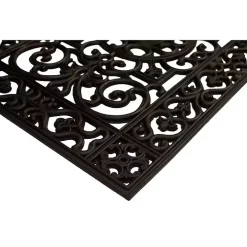 Black Scroll Border Rubber Doormat, 41x17 in.