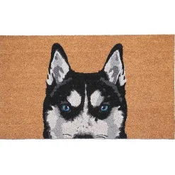 Black Siberian Husky Doormat