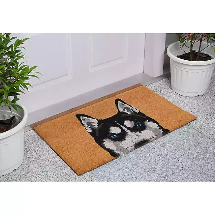 Black Siberian Husky Doormat