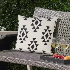 Black Southwestern Geometric Outdoor Pillow