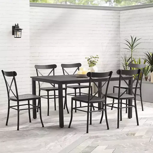 Black Steel Farmhouse 7-pc. Outdoor Dining Set