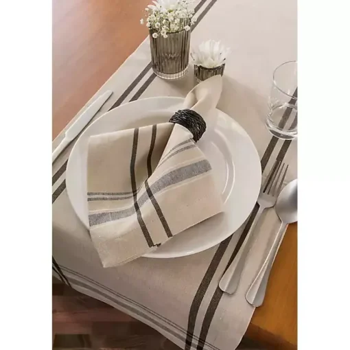 Black Stripe French Table Runner