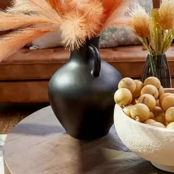 Black Terracotta Pitcher Vase, 13 in.