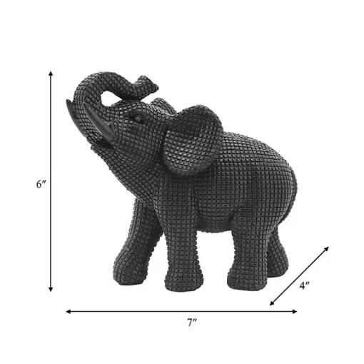 Black Textured Elephant Statue