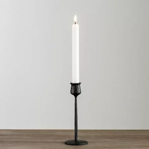 Black Textured Taper Candle Holder, 8 in.