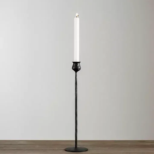 Black Textured Taper Candle Holder, 16 in.