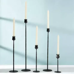 Black Textured Taper Candle Holder, 8 in.