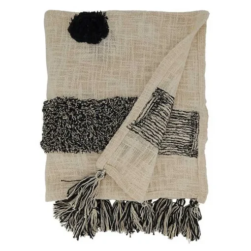 Black Tufted Dot Throw Blanket