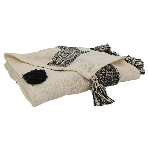 Black Tufted Dot Throw Blanket