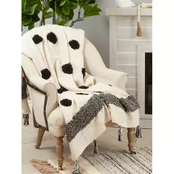 Black Tufted Dot Throw Blanket