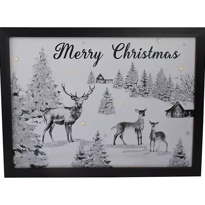 Black White Winter Scene LED Canvas Art Print