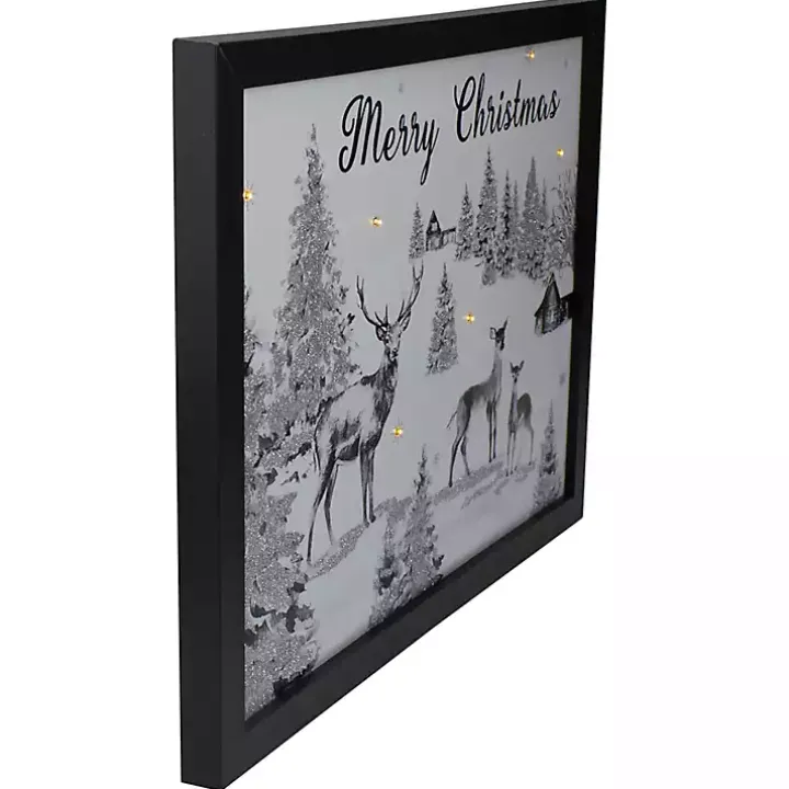 Black White Winter Scene LED Canvas Art Print