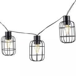 Black Wire Round Cage Solar Outdoor String Lights