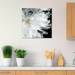 Black Wispy Peony Canvas Art Print
