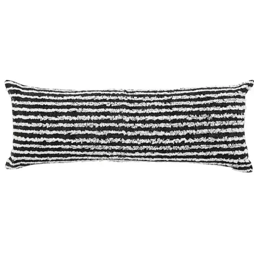 Black Wispy Ways Tufted Stripe Lumbar Pillow