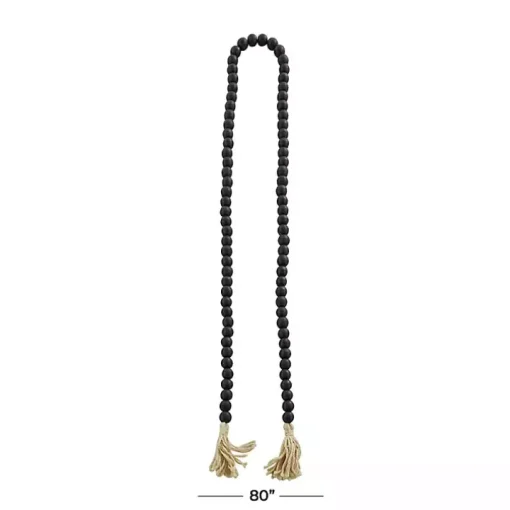 Black Wood Beaded Tassel Garland