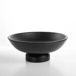 Black Wood Pedestal Bowl
