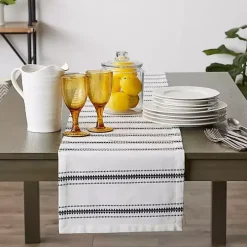 Black Zig Zag Dobby Stripe Table Runner, 72 in.