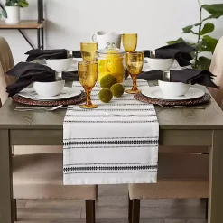 Black Zig Zag Dobby Stripe Table Runner, 72 in.