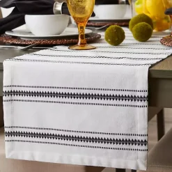 Black Zig Zag Dobby Stripe Table Runner, 72 in.