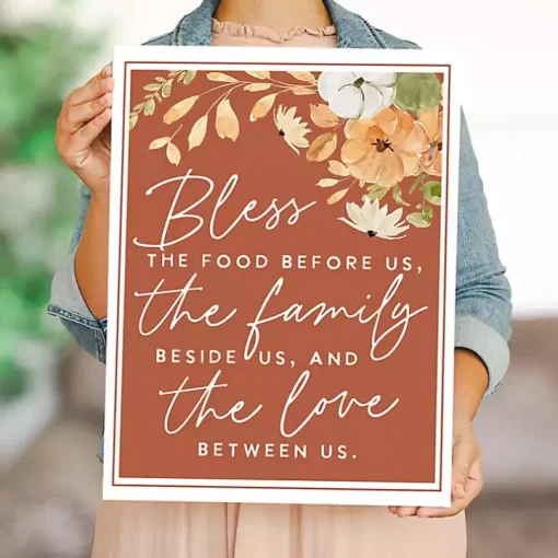 Bless the Food Before Us Canvas Wall Plaque