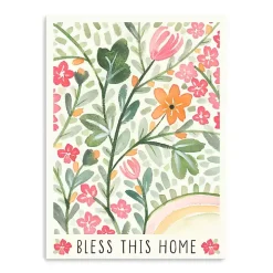 Bless This Home Floral Canvas Art Print