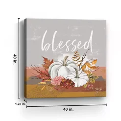 Blessed Pumpkins and Flowers Giclee Canvas Print