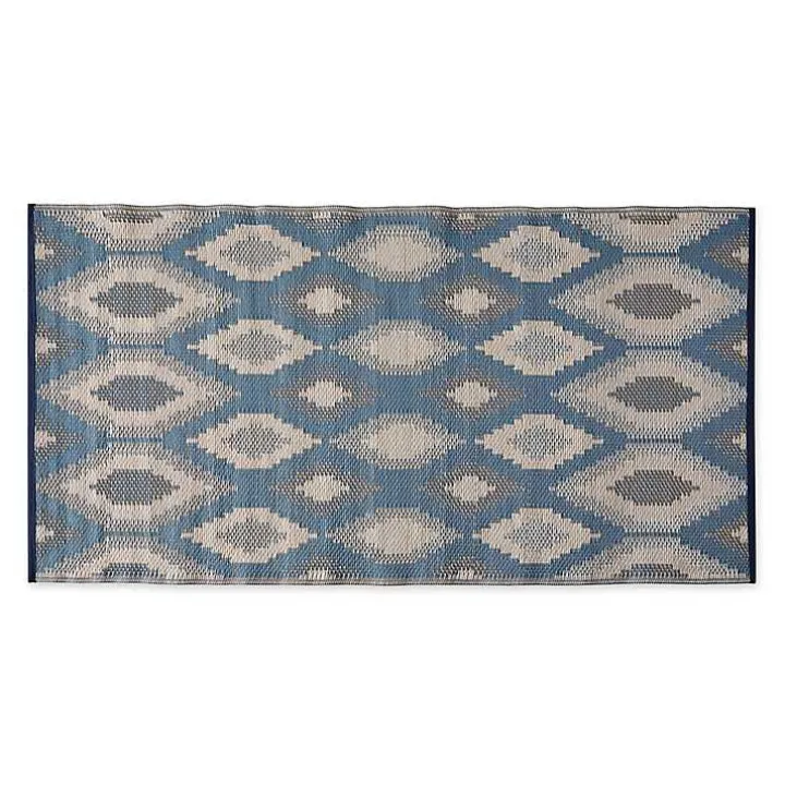 Blue & Gray Diamond Stripe Outdoor Area Rug, 3x6