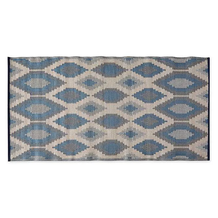 Blue & Gray Diamond Stripe Outdoor Area Rug, 3x6
