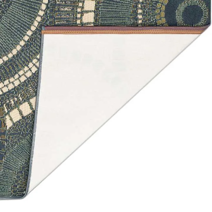 Blue & Green Circles Indoor/Outdoor Rug, 3x4