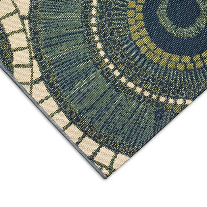Blue & Green Circles Indoor/Outdoor Rug, 3x4