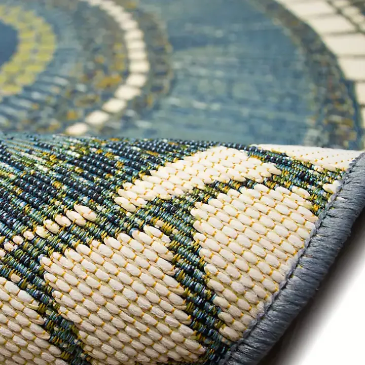 Blue & Green Circles Indoor/Outdoor Rug, 3x4