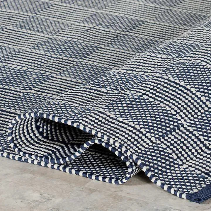 Blue & Ivory Checkered Indoor/Outdoor Rug, 8x10