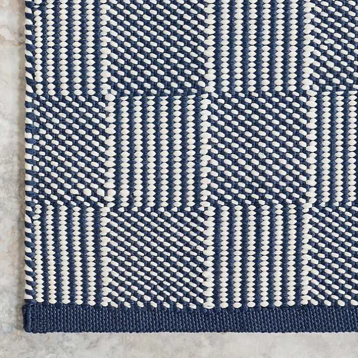 Blue & Ivory Checkered Indoor/Outdoor Rug, 6x9