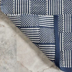 Blue & Ivory Checkered Indoor/Outdoor Rug, 8x10