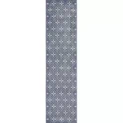 Blue & Ivory Quatrefoil Indoor/Outdoor Runner