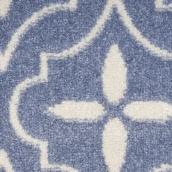 Blue & Ivory Quatrefoil Indoor/Outdoor Rug, 5x7
